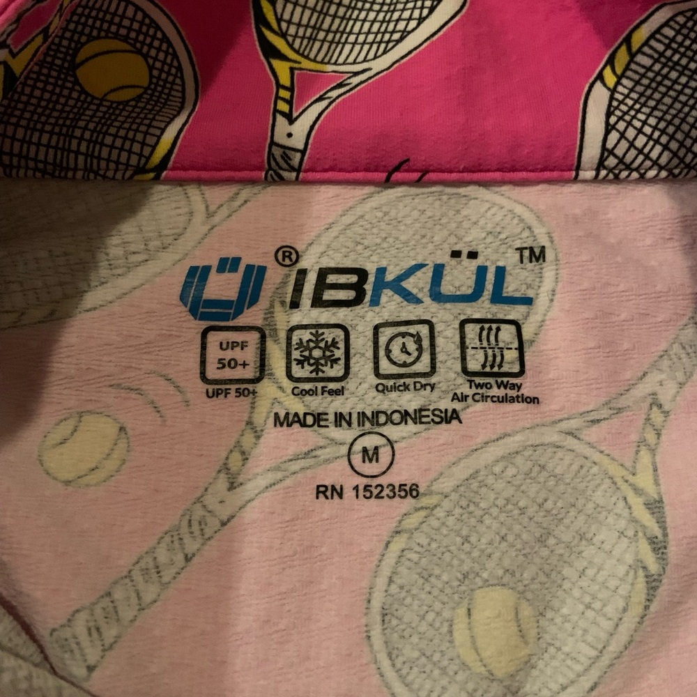 IBKUL Venus Hot Pink Tennis Racket Print Women's Top Size Medium Long Sleeved - Picture 6 of 10